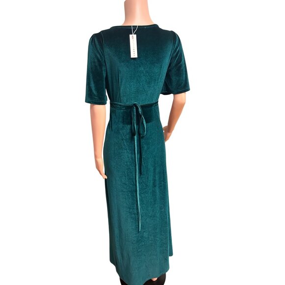 Baltic Born Esmerelda Velvet Wrap Maxi Dress Forest Green Medium - Picture 3 of 5